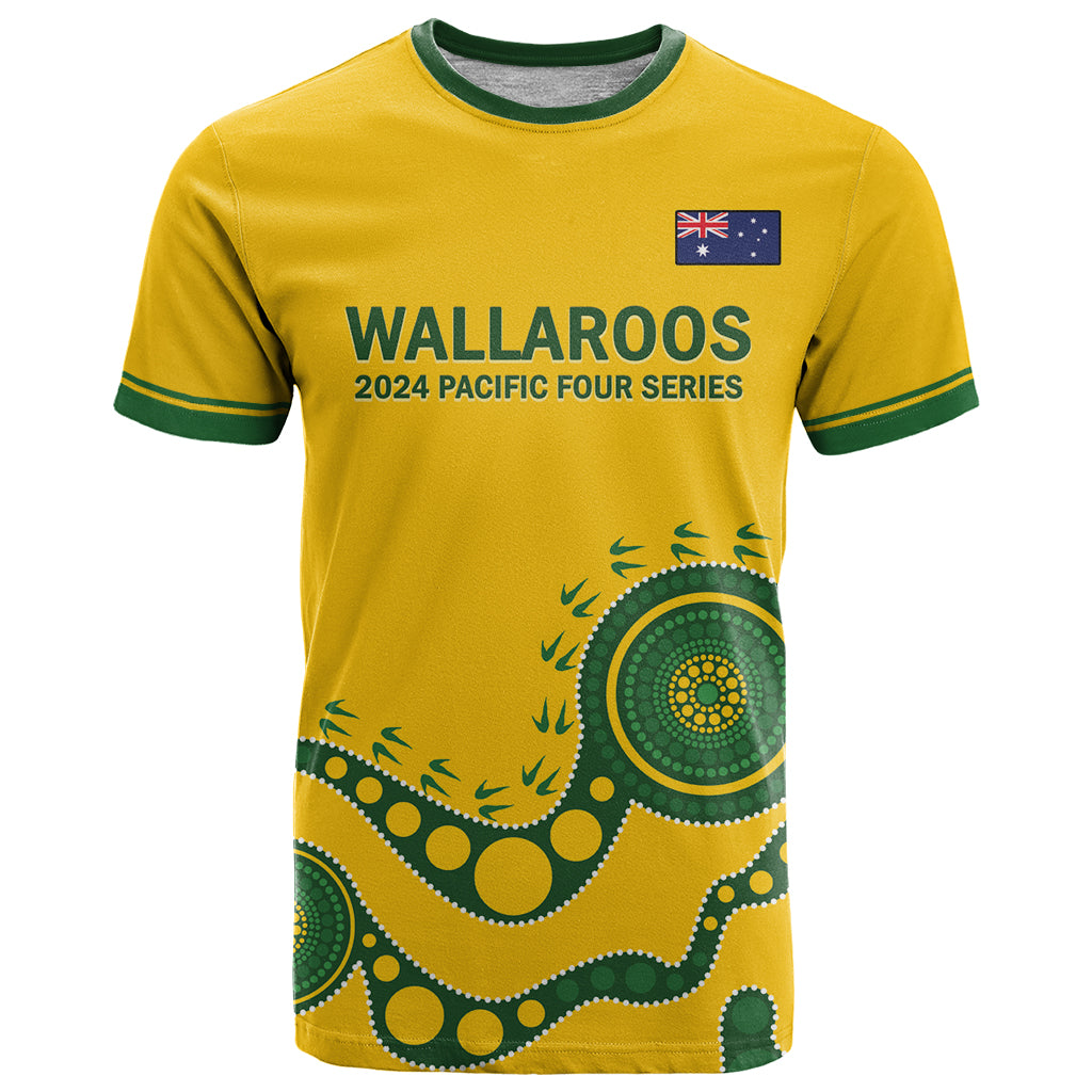 Custom Australia Rugby T Shirt Go Wallaroos 2024 Pacific Aboriginal Art