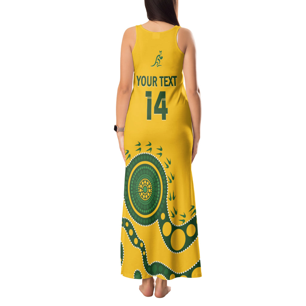 Custom Australia Rugby Tank Maxi Dress Go Wallaroos 2024 Pacific Aboriginal Art