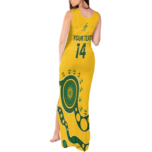 Custom Australia Rugby Tank Maxi Dress Go Wallaroos 2024 Pacific Aboriginal Art