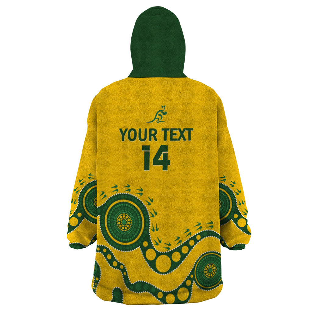 Custom Australia Rugby Wearable Blanket Hoodie Go Wallaroos 2024 Pacific Aboriginal Art