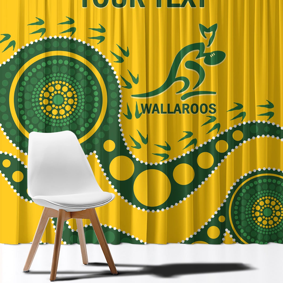 Custom Australia Rugby Window Curtain Go Wallaroos 2024 Pacific Aboriginal Art