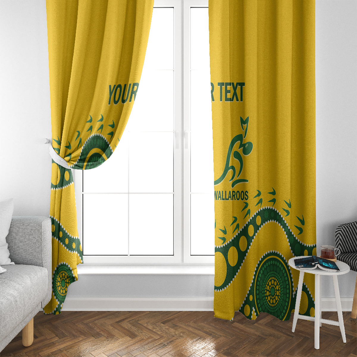 Custom Australia Rugby Window Curtain Go Wallaroos 2024 Pacific Aboriginal Art