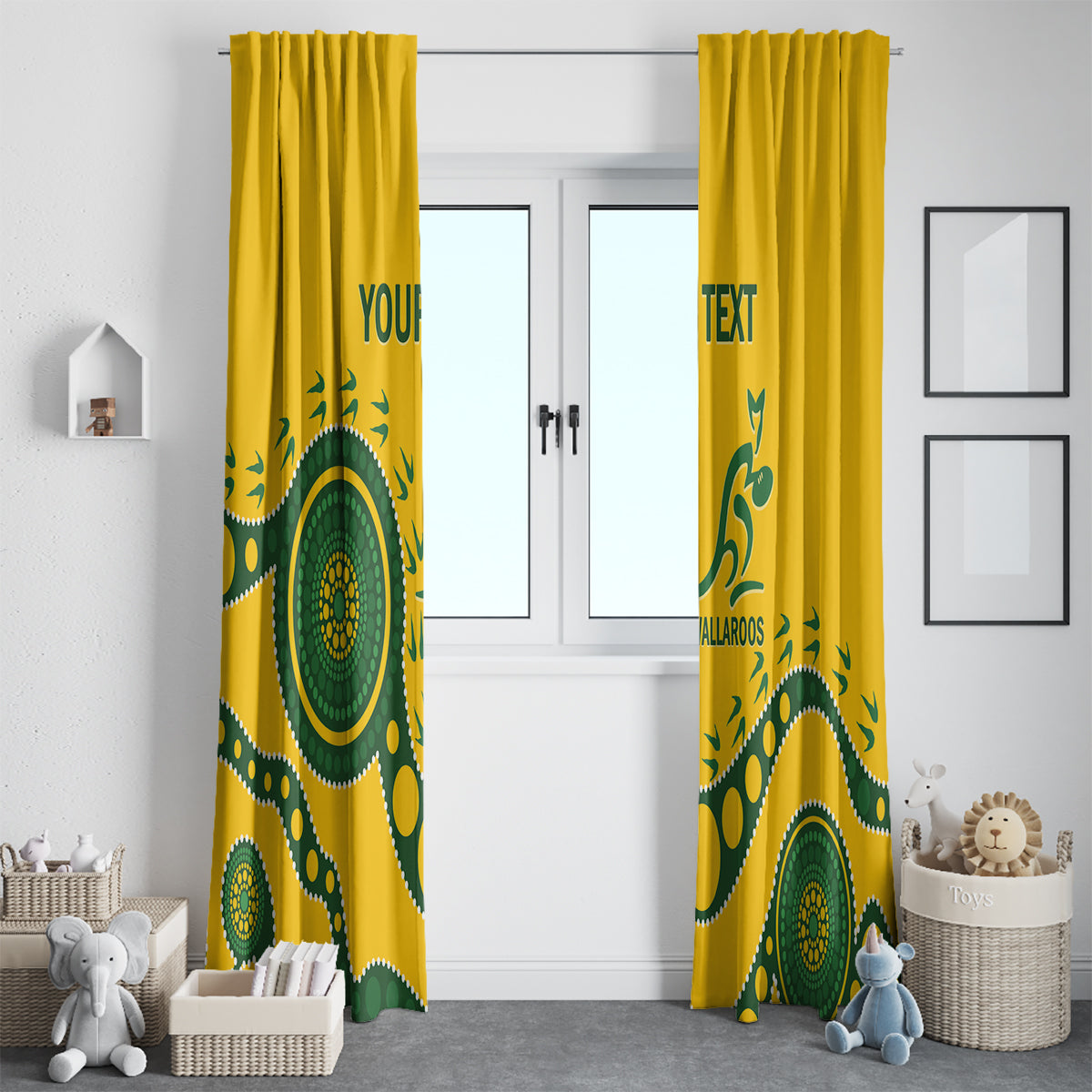 Custom Australia Rugby Window Curtain Go Wallaroos 2024 Pacific Aboriginal Art