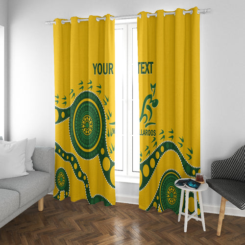 Custom Australia Rugby Window Curtain Go Wallaroos 2024 Pacific Aboriginal Art