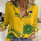 Custom Australia Rugby Women Casual Shirt Go Wallaroos 2024 Pacific Aboriginal Art