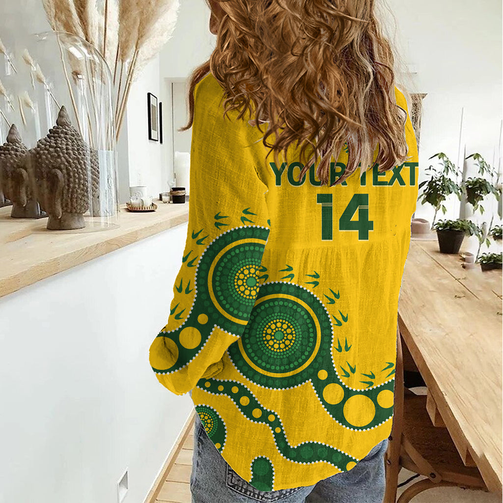 Custom Australia Rugby Women Casual Shirt Go Wallaroos 2024 Pacific Aboriginal Art