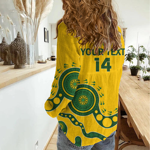 Custom Australia Rugby Women Casual Shirt Go Wallaroos 2024 Pacific Aboriginal Art