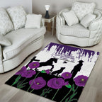 Australia Animal Heroes ANZAC Area Rug Purple Poppy We Will Remember Them