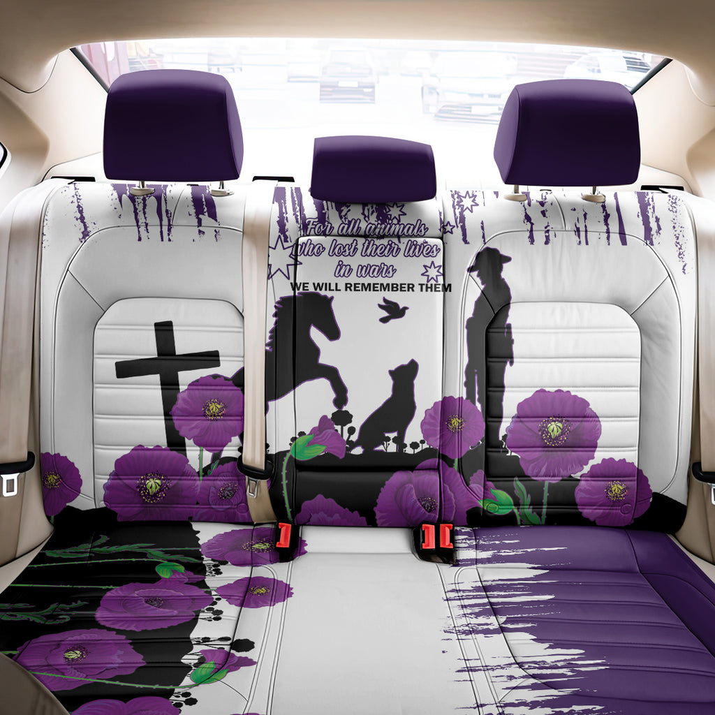 Australia Animal Heroes ANZAC Back Car Seat Cover Purple Poppy We Will Remember Them