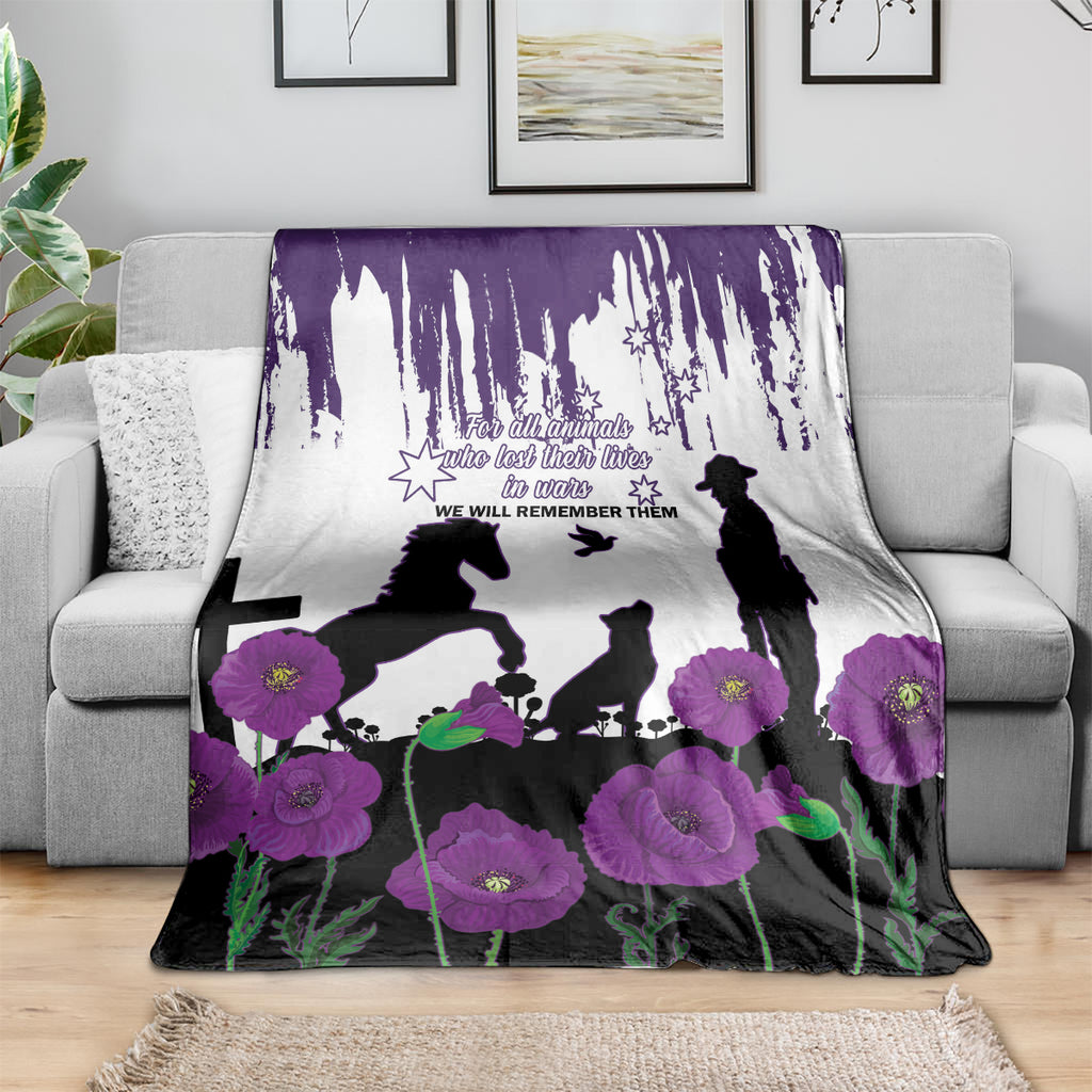 Australia Animal Heroes ANZAC Blanket Purple Poppy We Will Remember Them