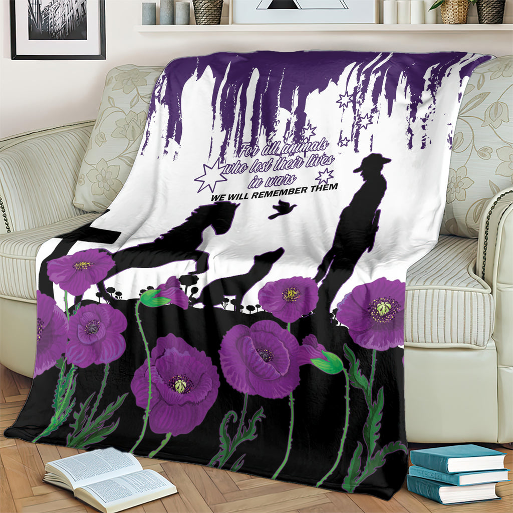 Australia Animal Heroes ANZAC Blanket Purple Poppy We Will Remember Them