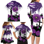 Australia Animal Heroes ANZAC Family Matching Long Sleeve Bodycon Dress and Hawaiian Shirt Purple Poppy We Will Remember Them