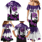 Australia Animal Heroes ANZAC Family Matching Mermaid Dress and Hawaiian Shirt Purple Poppy We Will Remember Them
