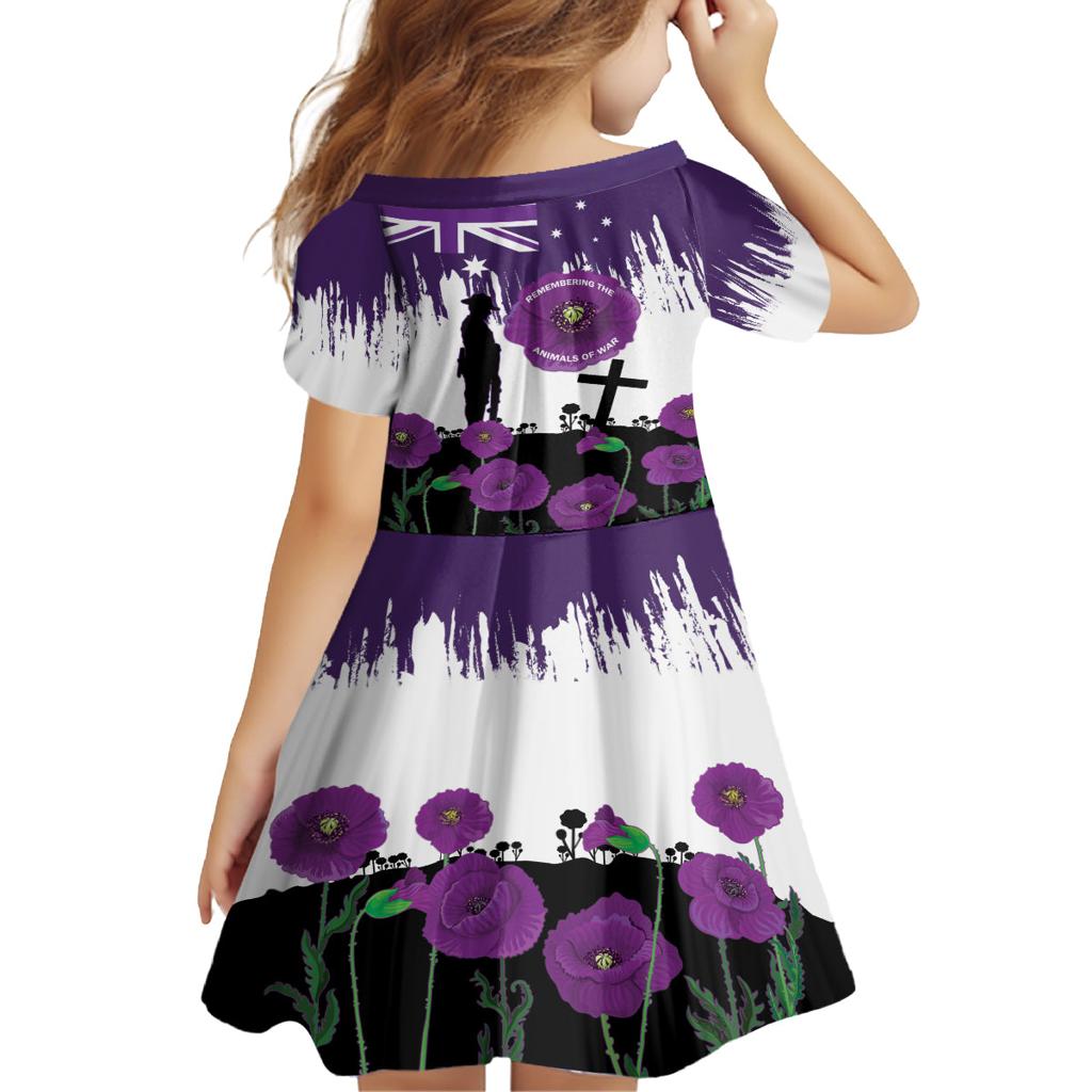 Australia Animal Heroes ANZAC Family Matching Off Shoulder Maxi Dress and Hawaiian Shirt Purple Poppy We Will Remember Them