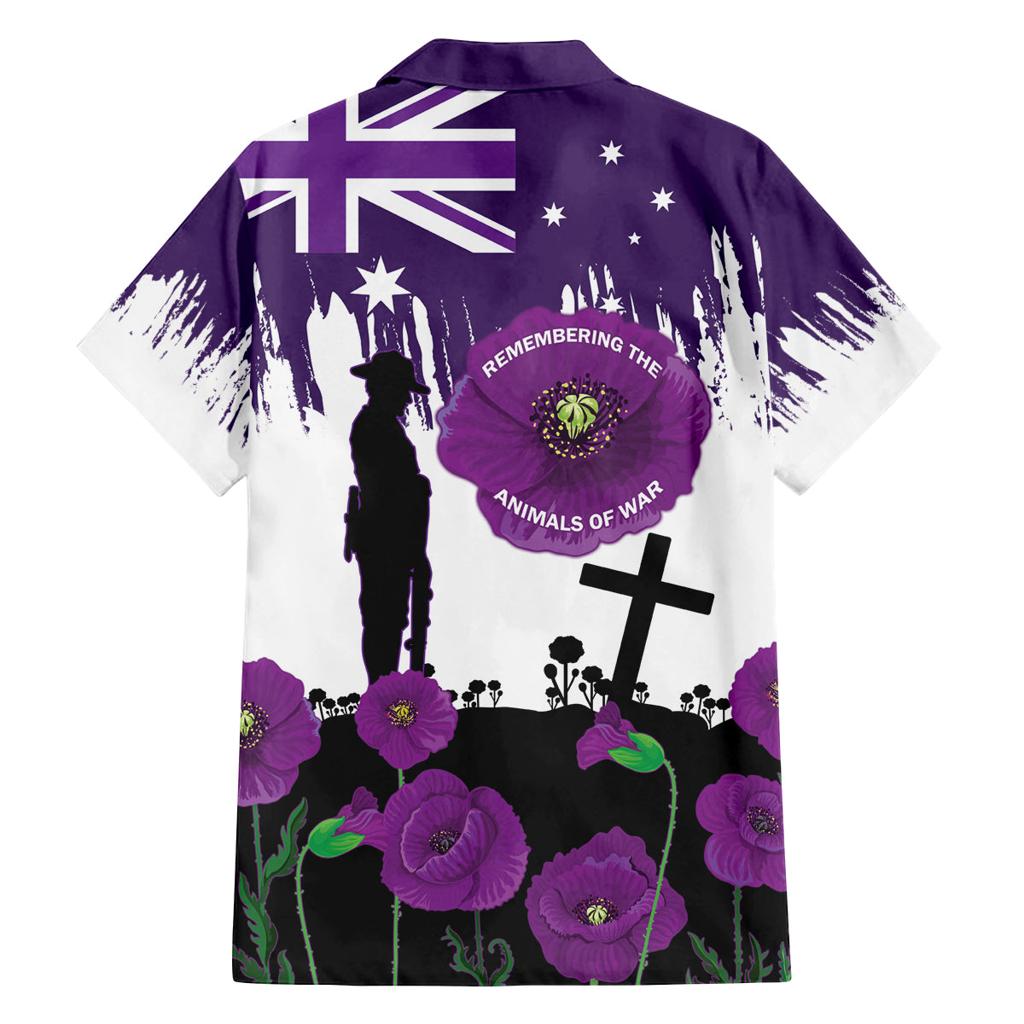 Australia Animal Heroes ANZAC Family Matching Off Shoulder Maxi Dress and Hawaiian Shirt Purple Poppy We Will Remember Them