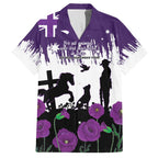 Australia Animal Heroes ANZAC Family Matching Puletasi and Hawaiian Shirt Purple Poppy We Will Remember Them