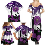 Australia Animal Heroes ANZAC Family Matching Summer Maxi Dress and Hawaiian Shirt Purple Poppy We Will Remember Them