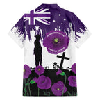 Australia Animal Heroes ANZAC Family Matching Summer Maxi Dress and Hawaiian Shirt Purple Poppy We Will Remember Them