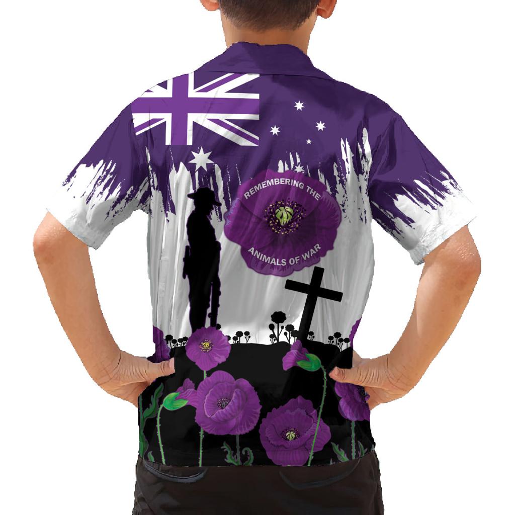 Australia Animal Heroes ANZAC Family Matching Tank Maxi Dress and Hawaiian Shirt Purple Poppy We Will Remember Them