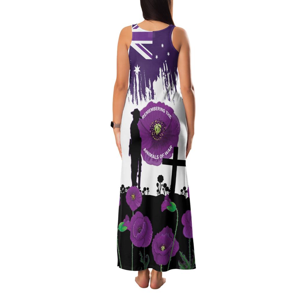 Australia Animal Heroes ANZAC Family Matching Tank Maxi Dress and Hawaiian Shirt Purple Poppy We Will Remember Them