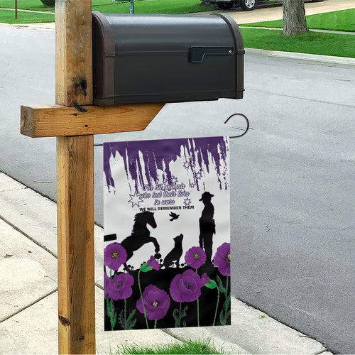 Australia Animal Heroes ANZAC Garden Flag Purple Poppy We Will Remember Them