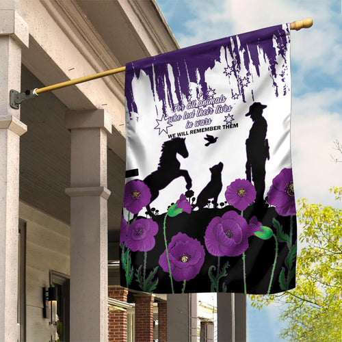 Australia Animal Heroes ANZAC Garden Flag Purple Poppy We Will Remember Them