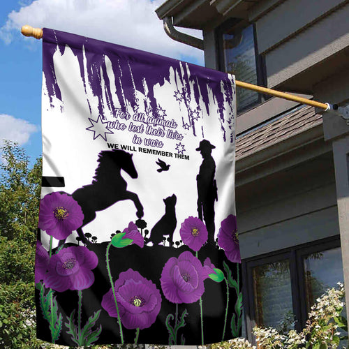 Australia Animal Heroes ANZAC Garden Flag Purple Poppy We Will Remember Them