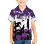 Australia Animal Heroes ANZAC Hawaiian Shirt Purple Poppy We Will Remember Them
