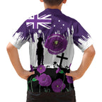 Australia Animal Heroes ANZAC Hawaiian Shirt Purple Poppy We Will Remember Them