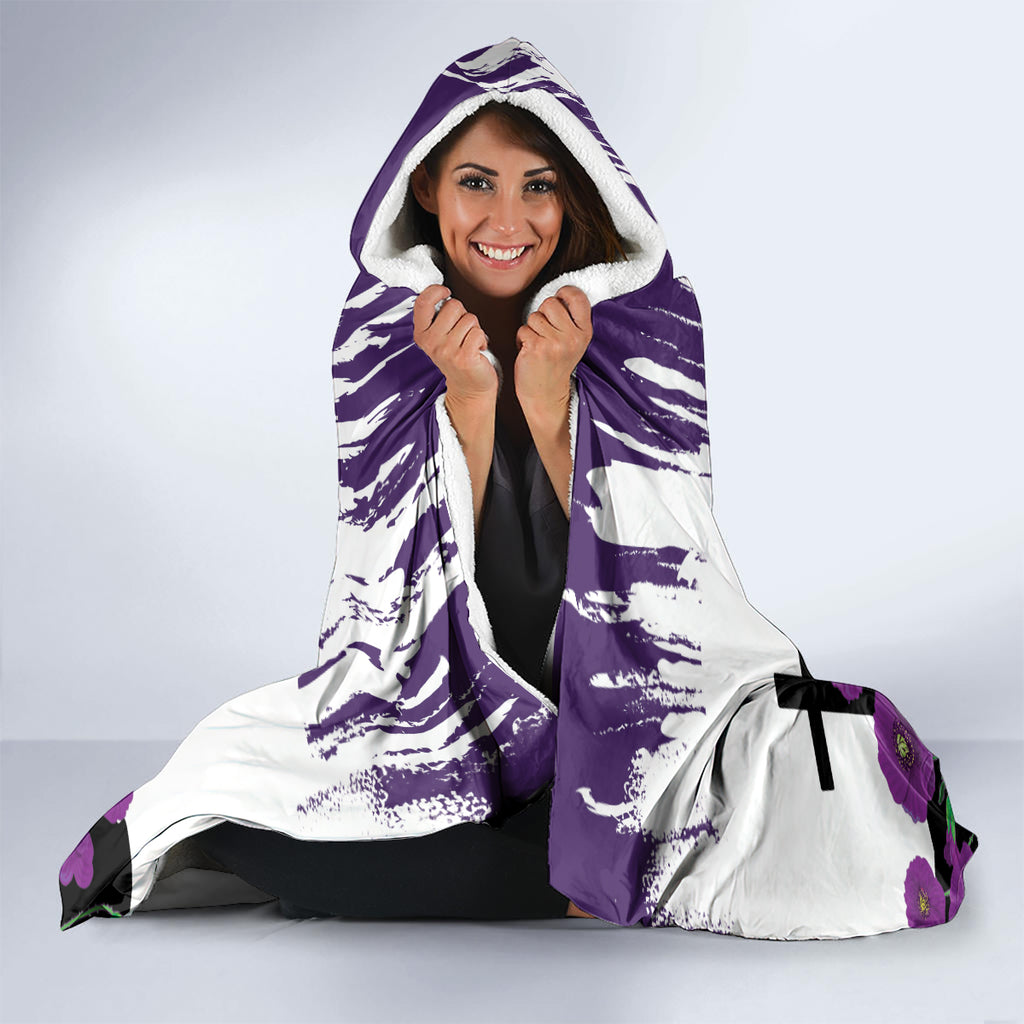 Australia Animal Heroes ANZAC Hooded Blanket Purple Poppy We Will Remember Them
