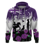 Australia Animal Heroes ANZAC Hoodie Purple Poppy We Will Remember Them