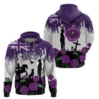Australia Animal Heroes ANZAC Hoodie Purple Poppy We Will Remember Them