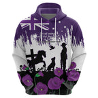 Australia Animal Heroes ANZAC Hoodie Purple Poppy We Will Remember Them