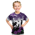 Australia Animal Heroes ANZAC Kid T Shirt Purple Poppy We Will Remember Them