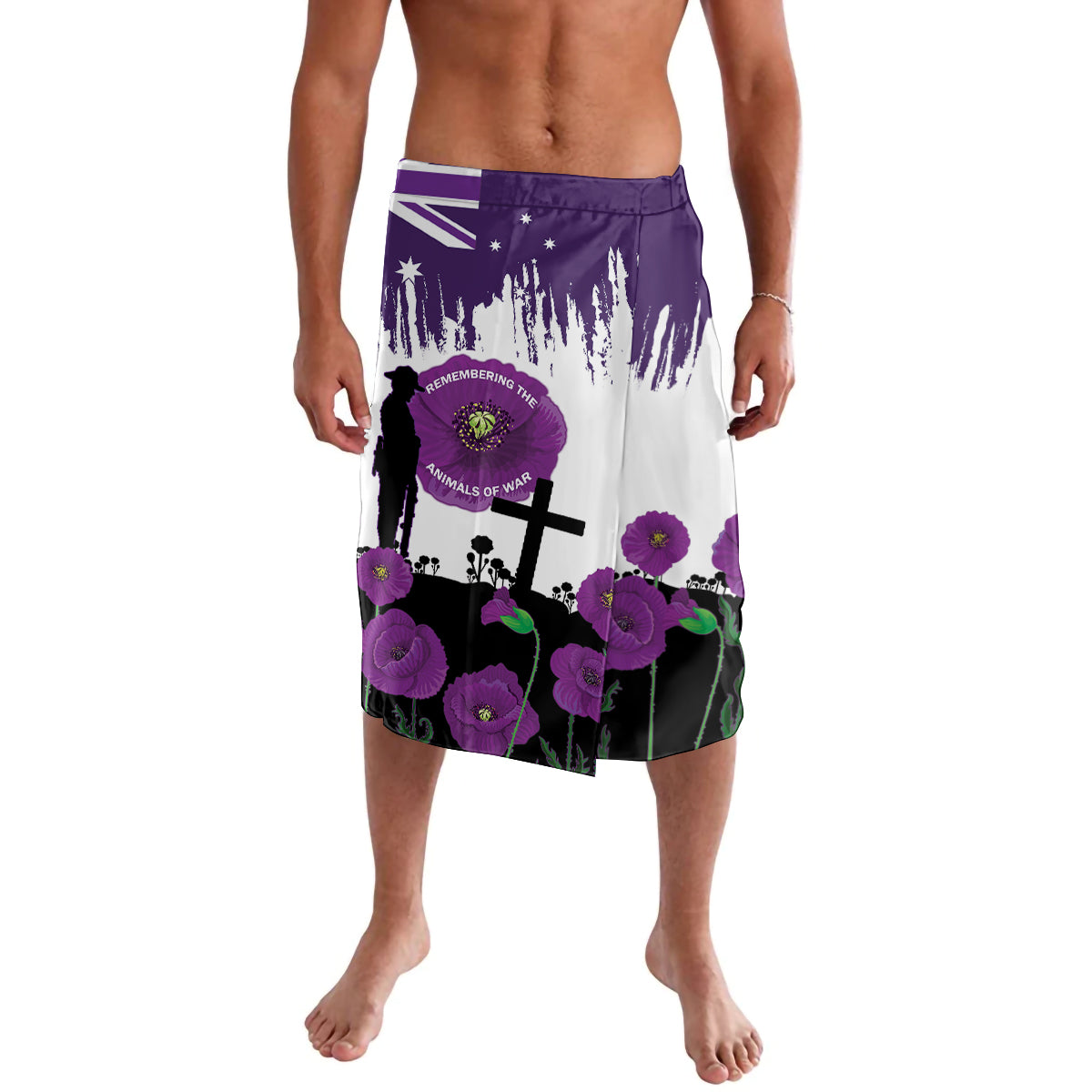 Australia Animal Heroes ANZAC Lavalava Purple Poppy We Will Remember Them