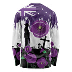 Australia Animal Heroes ANZAC Long Sleeve Shirt Purple Poppy We Will Remember Them