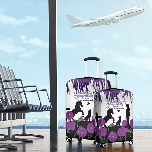 Australia Animal Heroes ANZAC Luggage Cover Purple Poppy We Will Remember Them