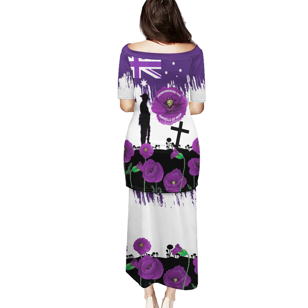 Australia Animal Heroes ANZAC Puletasi Purple Poppy We Will Remember Them