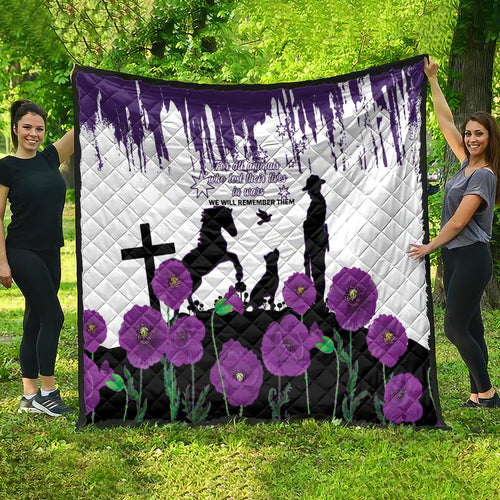 Australia Animal Heroes ANZAC Quilt Purple Poppy We Will Remember Them