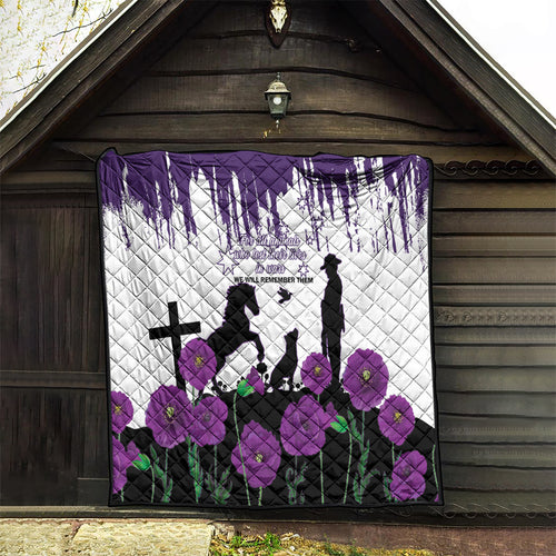 Australia Animal Heroes ANZAC Quilt Purple Poppy We Will Remember Them