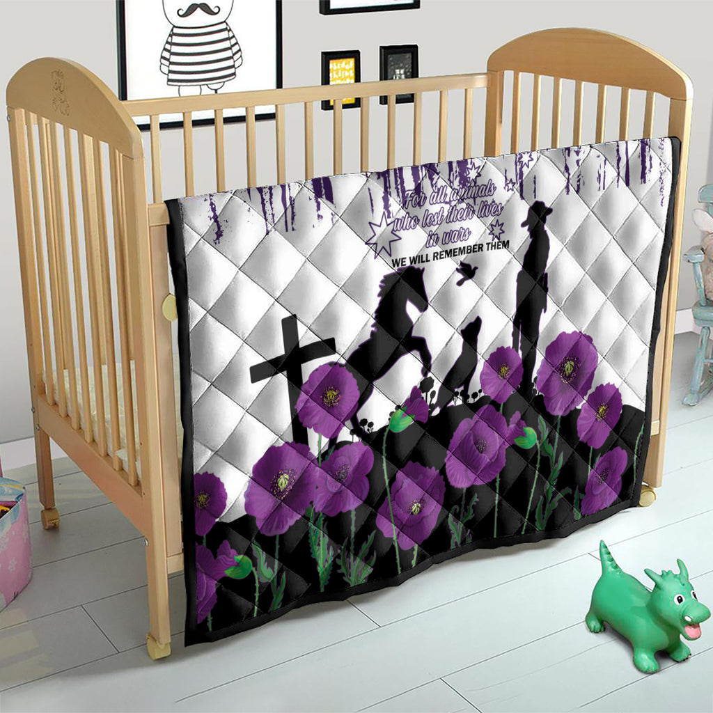 Australia Animal Heroes ANZAC Quilt Purple Poppy We Will Remember Them