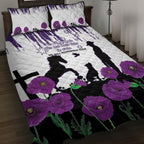 Australia Animal Heroes ANZAC Quilt Bed Set Purple Poppy We Will Remember Them
