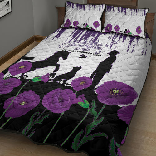 Australia Animal Heroes ANZAC Quilt Bed Set Purple Poppy We Will Remember Them