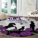 Australia Animal Heroes ANZAC Round Carpet Purple Poppy We Will Remember Them