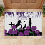 Australia Animal Heroes ANZAC Rubber Doormat Purple Poppy We Will Remember Them