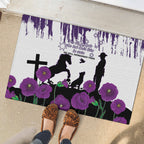 Australia Animal Heroes ANZAC Rubber Doormat Purple Poppy We Will Remember Them