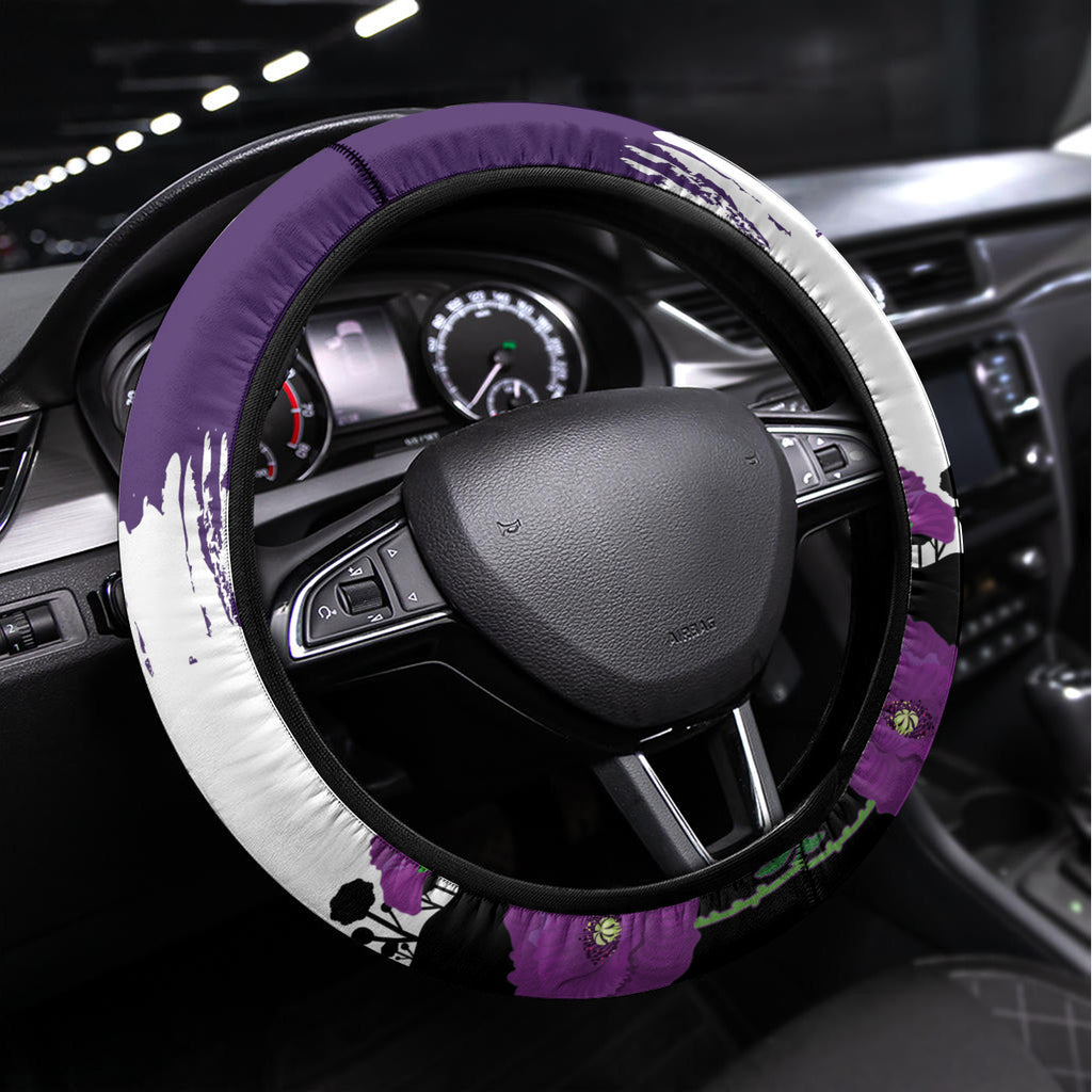 Australia Animal Heroes ANZAC Steering Wheel Cover Purple Poppy We Will Remember Them