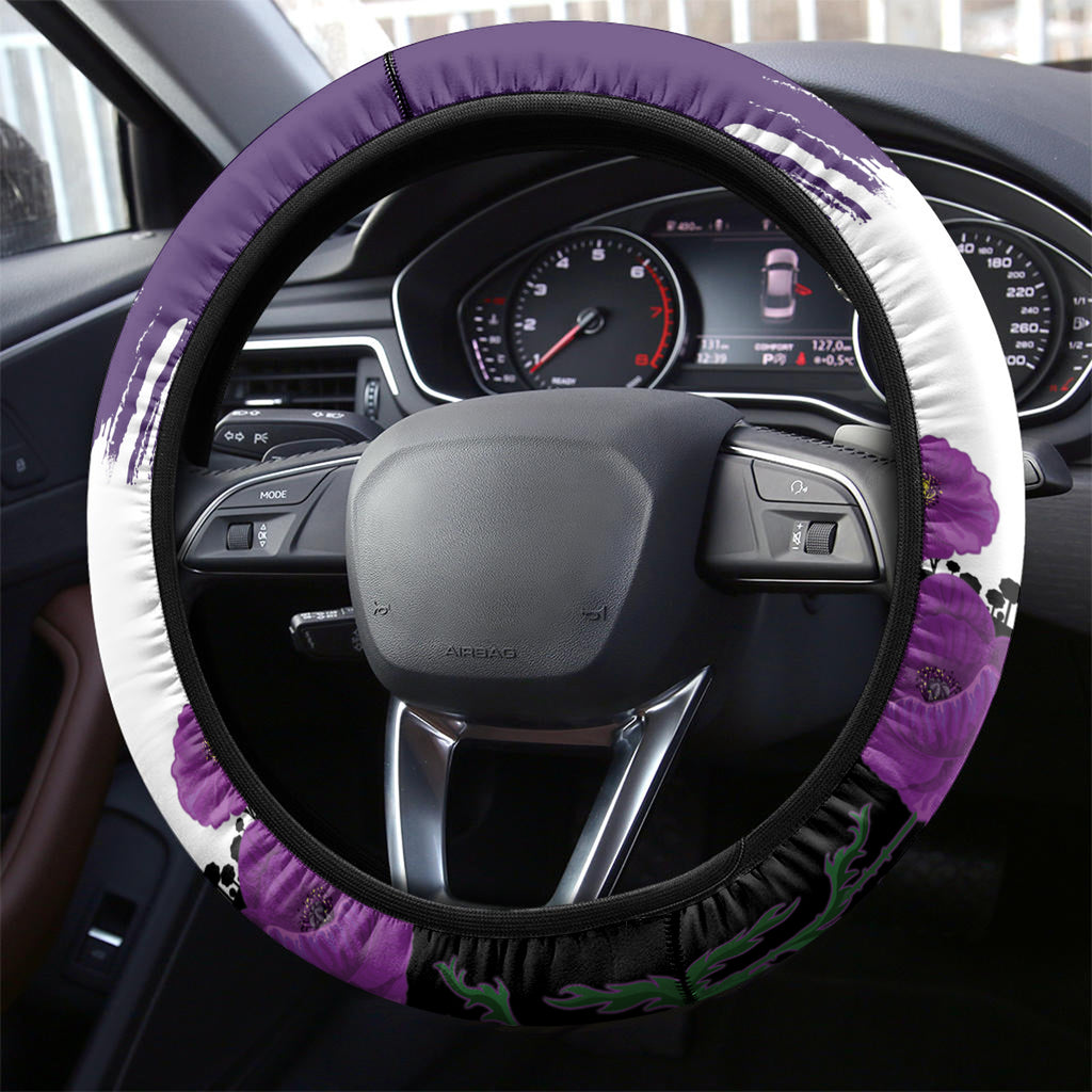 Australia Animal Heroes ANZAC Steering Wheel Cover Purple Poppy We Will Remember Them