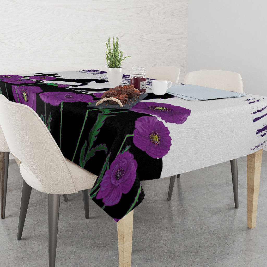 Australia Animal Heroes ANZAC Tablecloth Purple Poppy We Will Remember Them