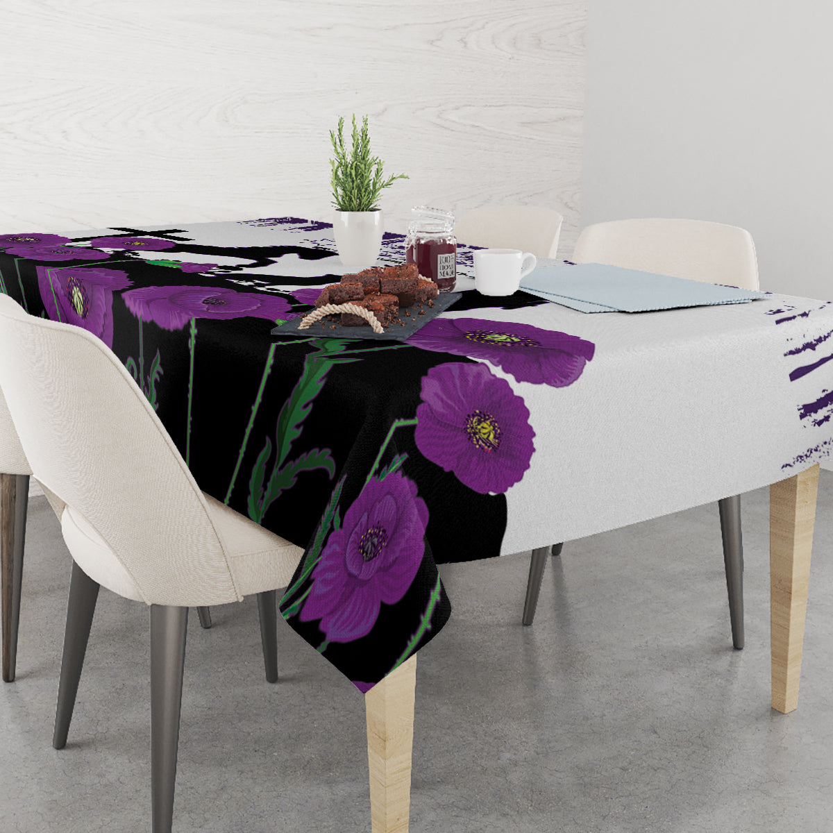 Australia Animal Heroes ANZAC Tablecloth Purple Poppy We Will Remember Them